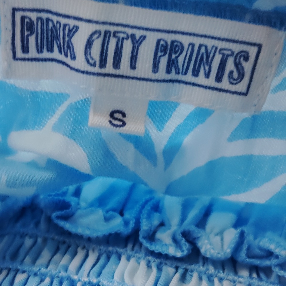 Pink City Prints Rah Rah Maxi Dress in Baby Tulip, blue maxi smocked (small) - Picture 9 of 10